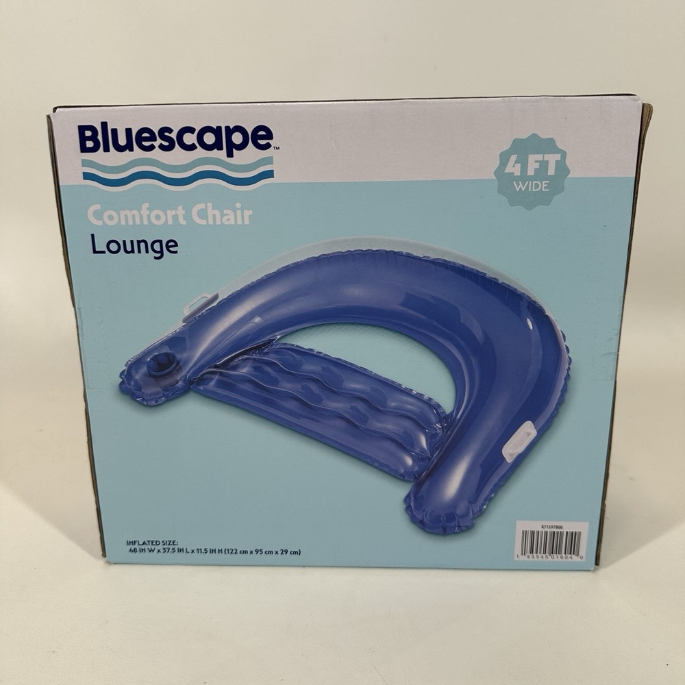Bluescape Pool Float Inflatable Comfort Lounge Chair Blue